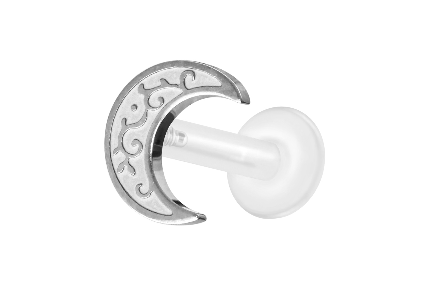 PTFE Labret Piercing mit Innengewinde + Titan-Aufsatz MOND